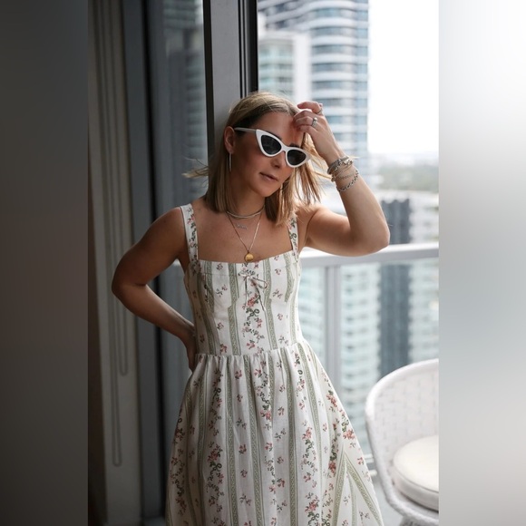 REFORMATION Maegan Linen A-Line Dress Midi - www.panoramagroup.in